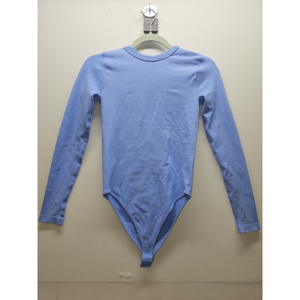 Light Blue Seamless Bodysuit Snaps Compression Capsule Wardrobe Soft Girl